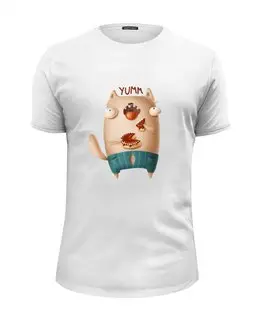 Заказать мужскую футболку в Москве. Футболка базовая Котик от THE_NISE  - готовые дизайны и нанесение принтов.