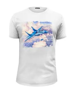 Заказать мужскую футболку в Москве. Футболка базовая МиГ-29С от tutik_mutik@mail.ru - готовые дизайны и нанесение принтов.