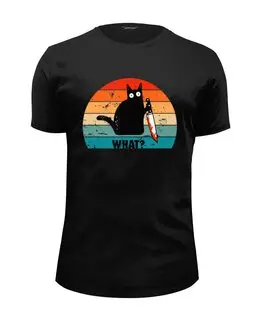 Заказать мужскую футболку в Москве. Футболка базовая Черный кот от printik - готовые дизайны и нанесение принтов.