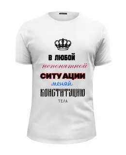Заказать мужскую футболку в Москве. Футболка базовая меняй конституцию от Никита Коледенков - готовые дизайны и нанесение принтов.