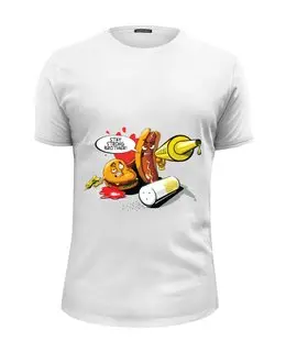 Заказать мужскую футболку в Москве. Футболка базовая Gang food от kotashi - готовые дизайны и нанесение принтов.