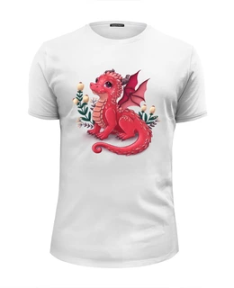 Заказать мужскую футболку в Москве. Футболка базовая Красный дракон от tigerda  - готовые дизайны и нанесение принтов.
