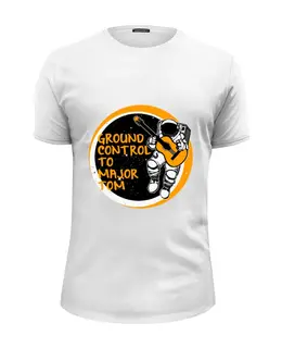 Заказать мужскую футболку в Москве. Футболка базовая Космонавт с Гитарой от fanart - готовые дизайны и нанесение принтов.