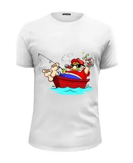 Заказать мужскую футболку в Москве. Футболка базовая Рыбалка       от T-shirt print  - готовые дизайны и нанесение принтов.