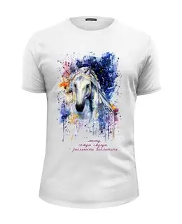 Заказать мужскую футболку в Москве. Футболка базовая Год лошади (с надписью)                         от Savara - готовые дизайны и нанесение принтов.