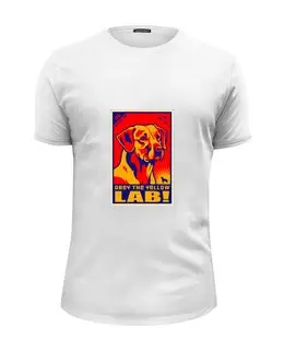 Заказать мужскую футболку в Москве. Футболка базовая Собака: YELLOW LAB от Виктор Гришин - готовые дизайны и нанесение принтов.