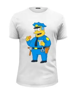 Заказать мужскую футболку в Москве. Футболка базовая Полицейский из Симпсонов от Vinli.shop  - готовые дизайны и нанесение принтов.