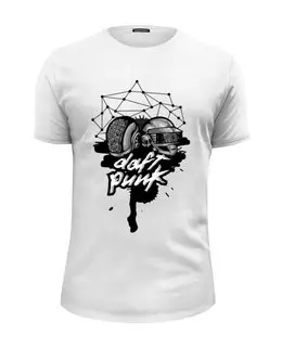 Заказать мужскую футболку в Москве. Футболка базовая Daft Punk от Yaroslava - готовые дизайны и нанесение принтов.