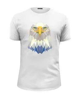 Заказать мужскую футболку в Москве. Футболка базовая Полигональный орёл от oldman - готовые дизайны и нанесение принтов.
