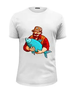 Заказать мужскую футболку в Москве. Футболка базовая Рыбалка      от T-shirt print  - готовые дизайны и нанесение принтов.