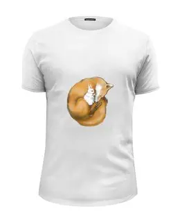 Заказать мужскую футболку в Москве. Футболка базовая лиса и заяц от basj10@mail.ru - готовые дизайны и нанесение принтов.