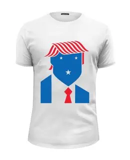 Заказать мужскую футболку в Москве. Футболка базовая Дональд Трамп от fanart - готовые дизайны и нанесение принтов.