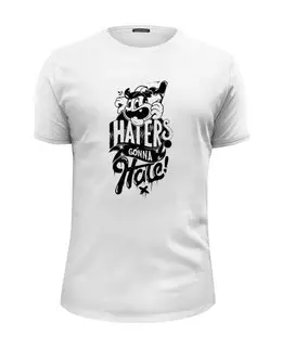 Заказать мужскую футболку в Москве. Футболка базовая Hatters Gonna Hate от Александр Глебов - готовые дизайны и нанесение принтов.