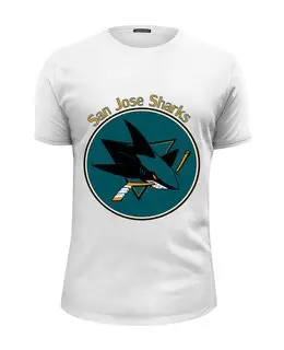 Заказать мужскую футболку в Москве. Футболка базовая San Jose Sharks от kspsshop - готовые дизайны и нанесение принтов.