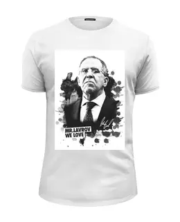 Заказать мужскую футболку в Москве. Футболка базовая Mr. Lavrov we love от Design Ministry - готовые дизайны и нанесение принтов.