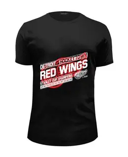 Заказать мужскую футболку в Москве. Футболка базовая Detroit Red Wings от Александр Глебов - готовые дизайны и нанесение принтов.