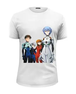 Заказать мужскую футболку в Москве. Футболка базовая  Evangelion: Sindzi, Ayanami and Asuka от cigaretko - готовые дизайны и нанесение принтов.