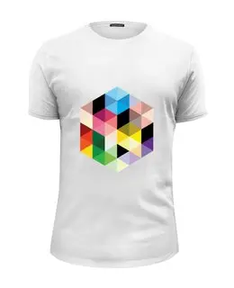 Заказать мужскую футболку в Москве. Футболка базовая Дизайнерский многоугольник от DenTen - готовые дизайны и нанесение принтов.