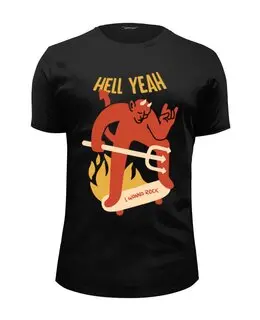 Заказать мужскую футболку в Москве. Футболка базовая Дьявол Hell Yeah от Павел Павел - готовые дизайны и нанесение принтов.