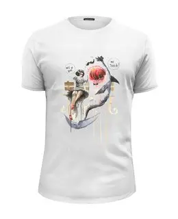 Заказать мужскую футболку в Москве. Футболка базовая Mr. Shark от antosha - готовые дизайны и нанесение принтов.