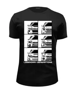Заказать мужскую футболку в Москве. Футболка базовая Legendary generations. Subaru Impreza от Oleg Markaryan - готовые дизайны и нанесение принтов.