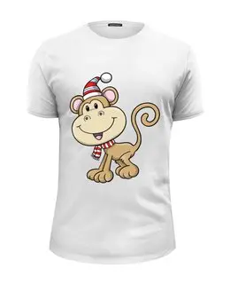 Заказать мужскую футболку в Москве. Футболка базовая обезьяна новый год от Amerikanka - готовые дизайны и нанесение принтов.