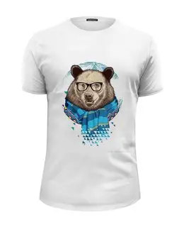 Заказать мужскую футболку в Москве. Футболка базовая Зимний Медведь от funk - готовые дизайны и нанесение принтов.