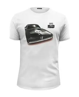 Заказать мужскую футболку в Москве. Футболка базовая Death Proof car от KinoArt - готовые дизайны и нанесение принтов.