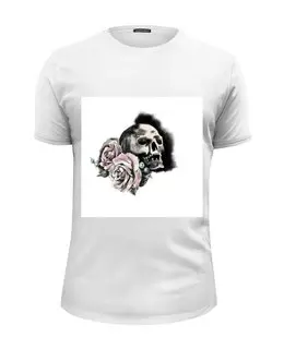 Заказать мужскую футболку в Москве. Футболка базовая Череп и розы  от losikki@mail.ru - готовые дизайны и нанесение принтов.