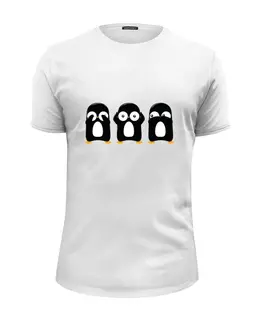 Заказать мужскую футболку в Москве. Футболка базовая 3 пингвина от skynatural - готовые дизайны и нанесение принтов.
