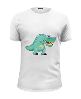 Заказать мужскую футболку в Москве. Футболка базовая Забавный  динозавр от Amerikanka - готовые дизайны и нанесение принтов.