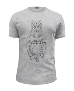 Заказать мужскую футболку в Москве. Футболка базовая Работа не волк... от geekbox - готовые дизайны и нанесение принтов.