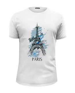 Заказать мужскую футболку в Москве. Футболка базовая Эйфелева башня от yuricks - готовые дизайны и нанесение принтов.