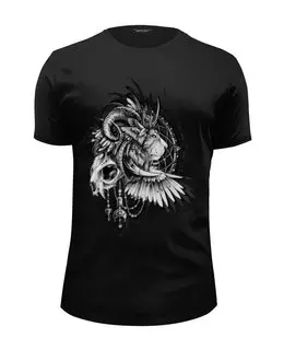Заказать мужскую футболку в Москве. Футболка базовая Black-white Lion  от Анастасия Авина - готовые дизайны и нанесение принтов.