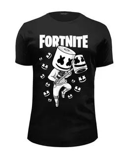 Заказать мужскую футболку в Москве. Футболка базовая Fortnite, Marshmello от geekbox - готовые дизайны и нанесение принтов.