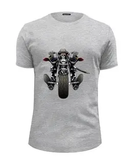 Заказать мужскую футболку в Москве. Футболка базовая Скелетон на мотоцикле от T-shirt print  - готовые дизайны и нанесение принтов.