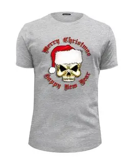 Заказать мужскую футболку в Москве. Футболка базовая Santa Skull от Leichenwagen - готовые дизайны и нанесение принтов.