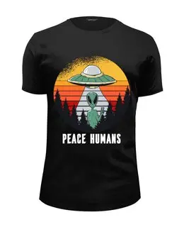 Заказать мужскую футболку в Москве. Футболка базовая Peace Humans от Павел Павел - готовые дизайны и нанесение принтов.