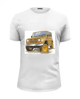Заказать мужскую футболку в Москве. Футболка базовая автомобиль Уаз от vasrus - готовые дизайны и нанесение принтов.