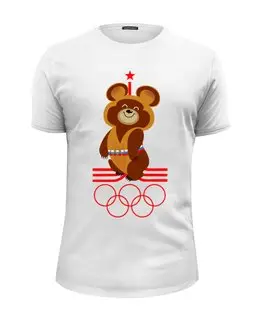 Заказать мужскую футболку в Москве. Футболка базовая Олимпийский мишка     от ПРИНТЫ ПЕЧАТЬ  - готовые дизайны и нанесение принтов.