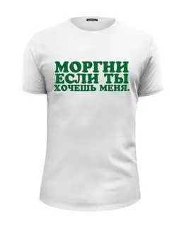 Заказать мужскую футболку в Москве. Футболка базовая Моргни если ты хочешь меня от Павел Павел - готовые дизайны и нанесение принтов.