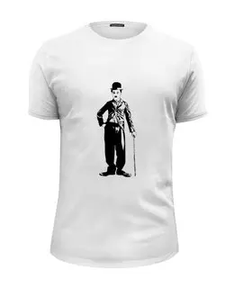 Заказать мужскую футболку в Москве. Футболка базовая Чарли Чаплин от yurick555 - готовые дизайны и нанесение принтов.