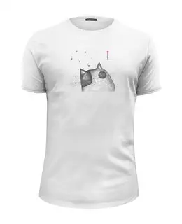 Заказать мужскую футболку в Москве. Футболка базовая Music Cat от Olya Promokla - готовые дизайны и нанесение принтов.