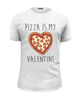 Заказать мужскую футболку в Москве. Футболка базовая Пицца - мой Валентин от geekbox - готовые дизайны и нанесение принтов.
