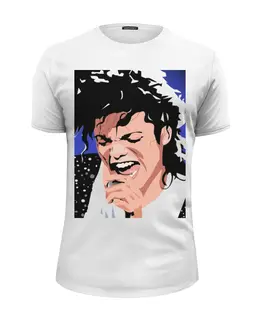 Заказать мужскую футболку в Москве. Футболка базовая Michael Jackson color white от KinoArt - готовые дизайны и нанесение принтов.