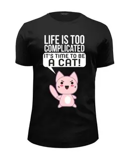 Заказать мужскую футболку в Москве. Футболка базовая Life Cat от coolmag - готовые дизайны и нанесение принтов.