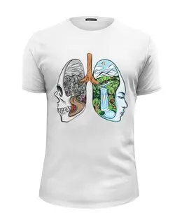 Заказать мужскую футболку в Москве. Футболка базовая Lungs Landscape от Павел Павел - готовые дизайны и нанесение принтов.