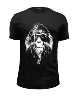 Заказать мужскую футболку в Москве. Футболка базовая Курящая горилла от printik - готовые дизайны и нанесение принтов.