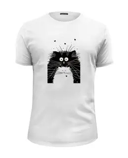 Заказать мужскую футболку в Москве. Футболка базовая Кот и Кошка от Виктор Гришин - готовые дизайны и нанесение принтов.