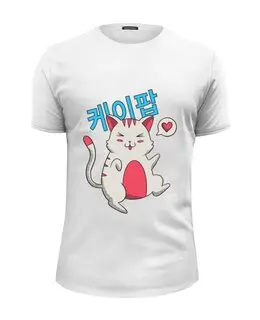 Заказать мужскую футболку в Москве. Футболка базовая K-POP Cat от Павел Павел - готовые дизайны и нанесение принтов.